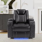 36.2" Wide Luxury Vegan Leather Power Recliner Home Theater Individual Seat with Cup Holder (Set of 5)
