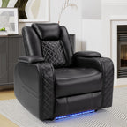 36.2" Wide Luxury Vegan Leather Power Recliner Home Theater Individual Seat with Cup Holder (Set of 5)
