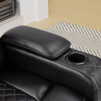 36.2" Wide Luxury Vegan Leather Power Recliner Home Theater Individual Seat with Cup Holder (Set of 5)