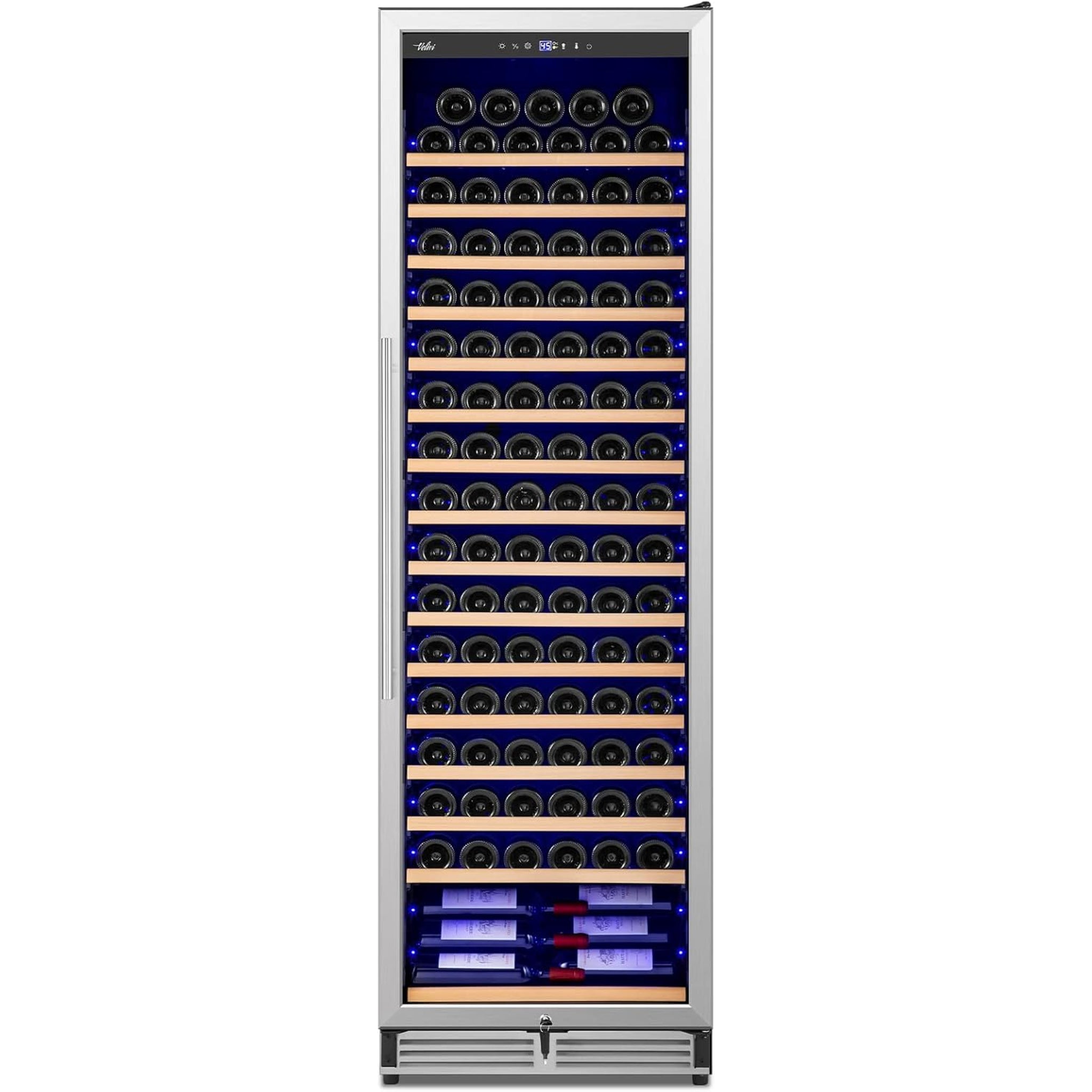 Upgraded 24 Inch Wine Cooler Refrigerator, 190 Bottles Wine Fridge with Professional Temperature Control System, Freestanding or Built-In Installation, Quiet Operation