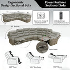 Breathing Leather Reclining Sofa Set,Power Recliner Sectional Couch with LED Light,Modern Living Room Furniture Set,Reclining Sectional Couch Set with USB Port/Storage for Home/Home Theater