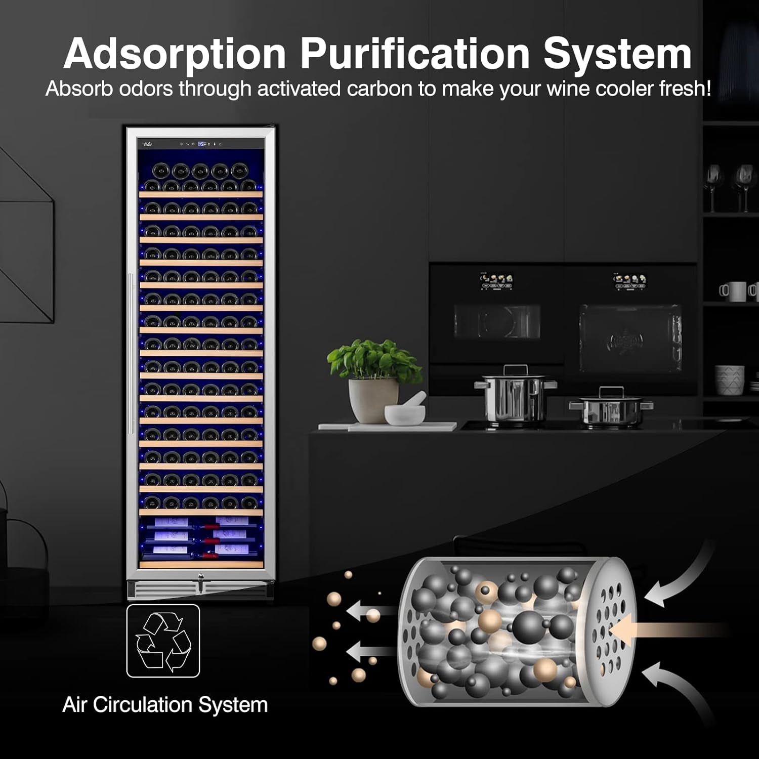Upgraded 24 Inch Wine Cooler Refrigerator, 190 Bottles Wine Fridge with Professional Temperature Control System, Freestanding or Built-In Installation, Quiet Operation