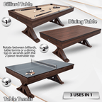 7 Ft 3 in 1 Multi Game Table, Dining Top Pool and Ping Pong Table Combo with Benches