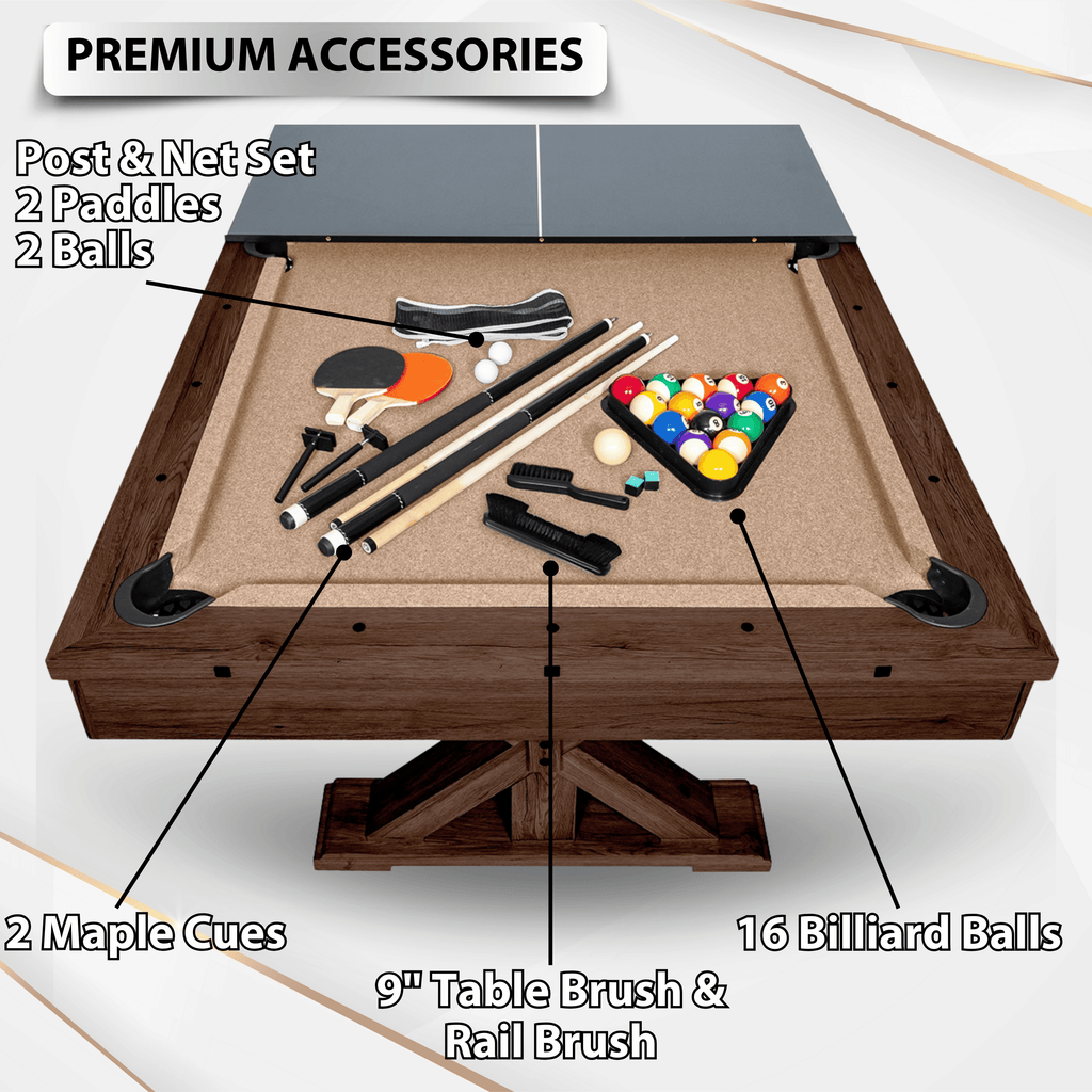 7 Ft 3 in 1 Multi Game Table, Dining Top Pool and Ping Pong Table Combo with Benches