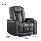 35.4'' Wide Modern Faux Leather Power Recliner Home Theater Individual Seat with Cup Holders