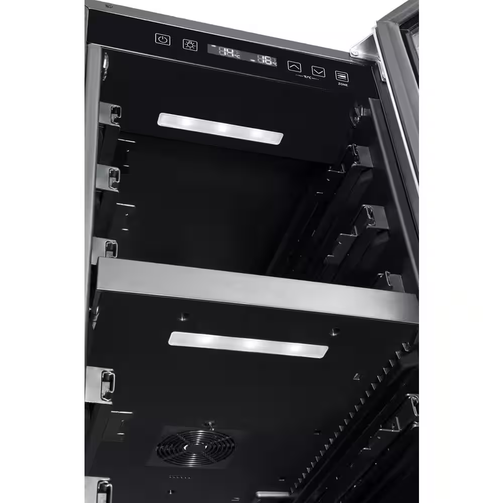 15 In. W 27-Bottle Dual Zone Wine Cooler in Stainless Steel