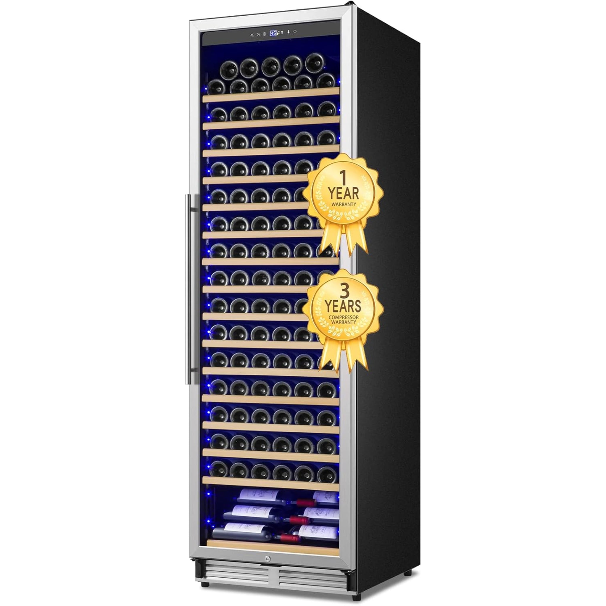 Upgraded 24 Inch Wine Cooler Refrigerator, 190 Bottles Wine Fridge with Professional Temperature Control System, Freestanding or Built-In Installation, Quiet Operation