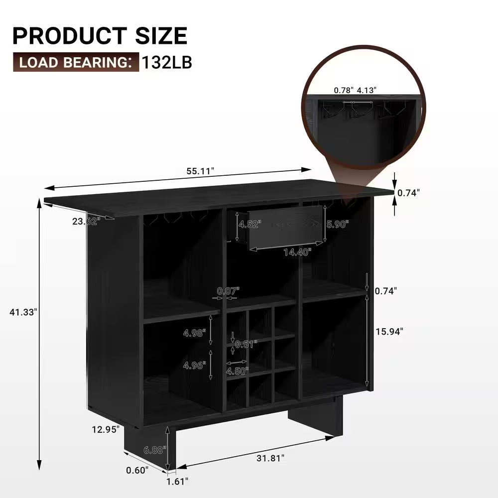 Modern Wine Cabinet Coffee Bar Cabinet with Wine Rack and Drawers