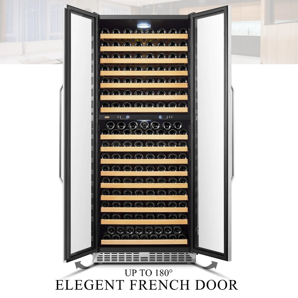 32 Inch 255 Bottle Dual Zone Compressor Freestanding Wine Refrigerator