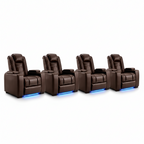 Valdur Adjustable Headrest Power Recliner Man Cave Home Theater Chair with Cup Holders USB LED (Set of 4)