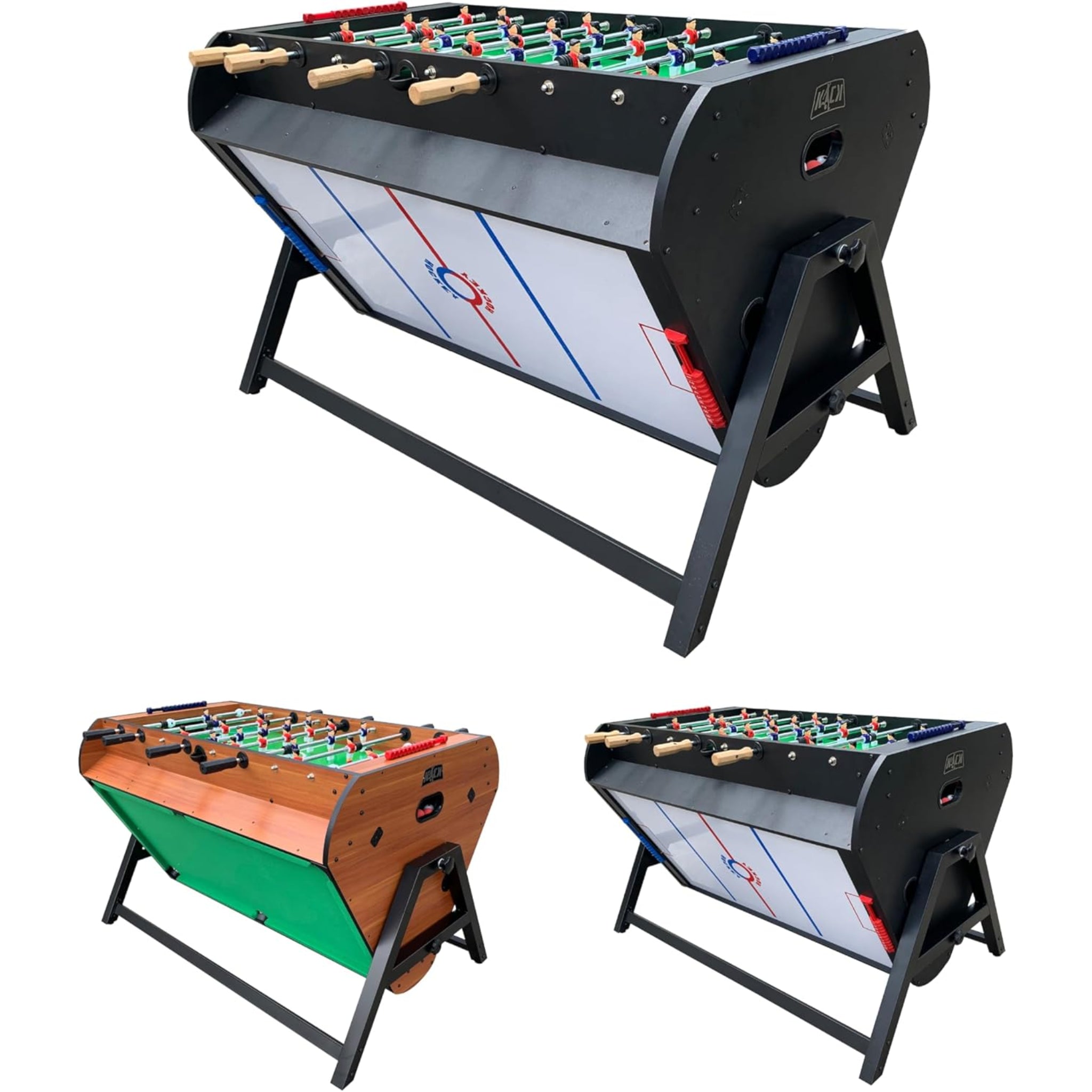 Triplex 55″ Telescopic Rods 3-In-1 Swivel Multi Game Table – Foosball, Pool/Billiards & Air Hockey