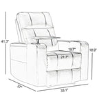 33.1'' Wide Modern Faux Leather Power Reclining Home Theater Individual Seat with Cup Holders (Set of 4)
