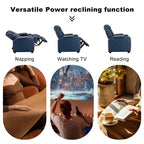 Valdur Adjustable Headrest Power Recliner Man Cave Home Theater Chair with Cup Holders USB LED (Set of 4)