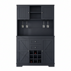 Farmhouse Antique Blue 9-Bottle Bar Cabinet with Glass Racks, Wood 47.32 In. W Buffet with Wine Storage