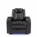 36.2" Wide Luxury Vegan Leather Power Recliner Home Theater Individual Seat with Cup Holder (Set of 5)