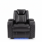 36.2" Wide Luxury Vegan Leather Power Recliner Home Theater Individual Seat with Cup Holder (Set of 5)