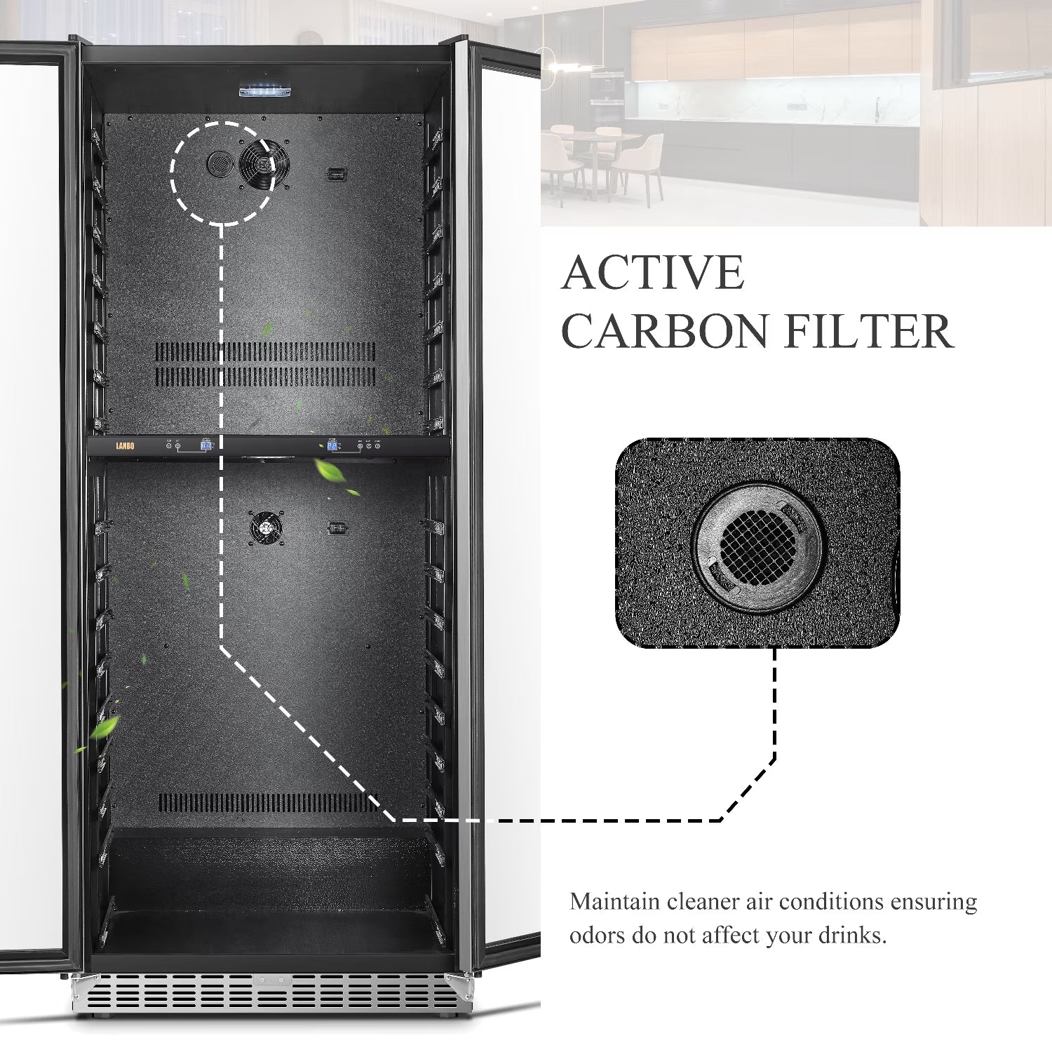 32 Inch 255 Bottle Dual Zone Compressor Freestanding Wine Refrigerator
