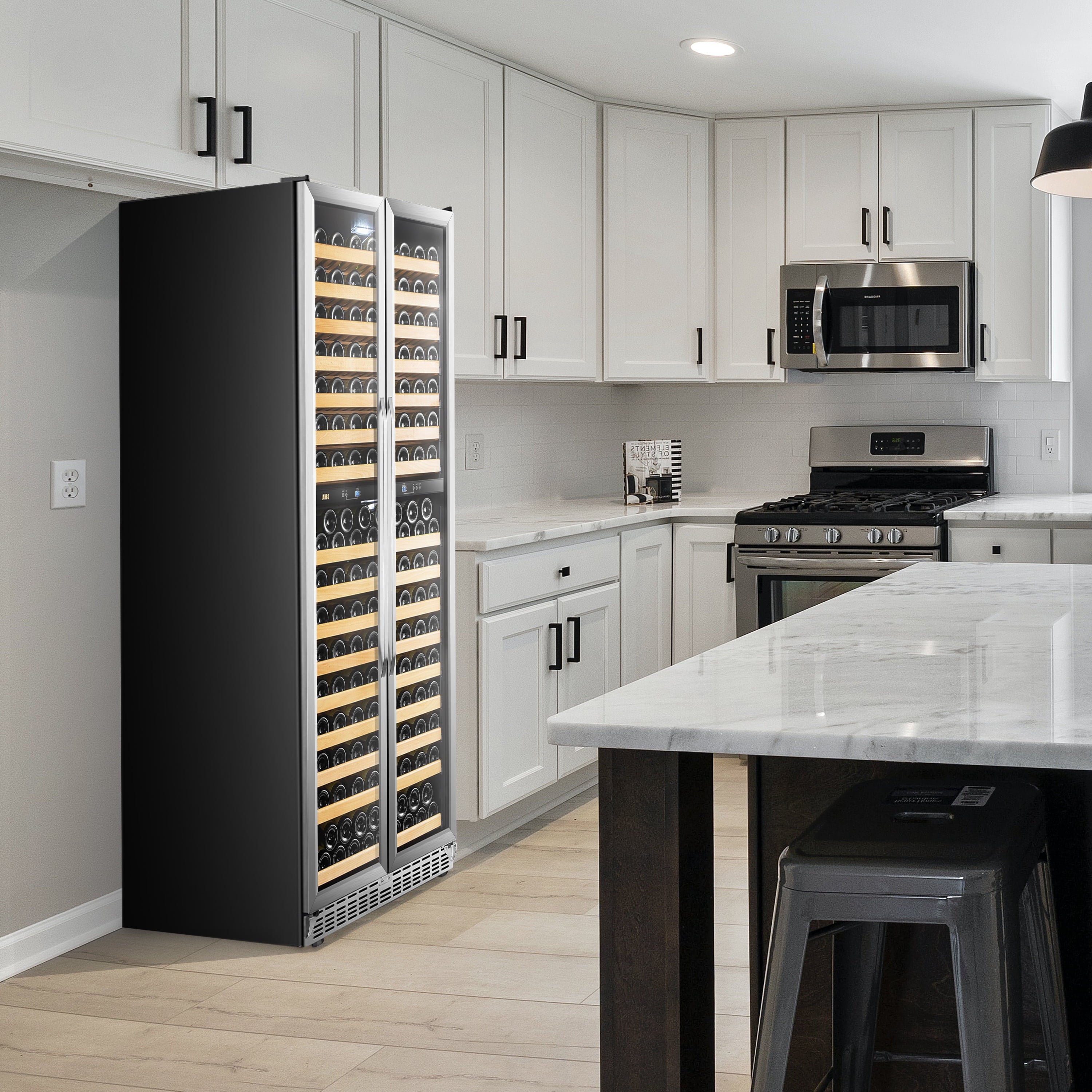 32 Inch 255 Bottle Dual Zone Compressor Freestanding Wine Refrigerator