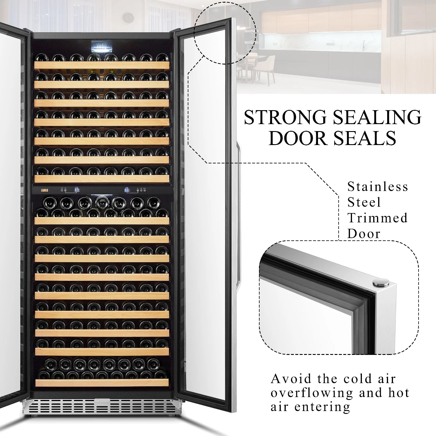 32 Inch 255 Bottle Dual Zone Compressor Freestanding Wine Refrigerator