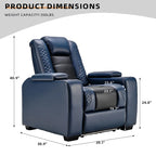 Valdur Adjustable Headrest Power Recliner Man Cave Home Theater Chair with Cup Holders USB LED (Set of 4)
