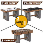 Urban Collection 54 In. 3-In-1 Combination Game Table with Air Powered Hockey, Foosball and Table Tennis