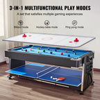 88″ 3 in 1 Swivel Multifunctional Sports Game Table with Air Hockey & Billiards/Pool & Table Tennis for Home, Game Room, Friends and Family!