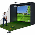 Complete Golf Simulator Enclosure Package – 4K-Ready Impact Screen with Blackout Cage, Projector Mount, Frame Poles, Side Shank Nets | Indoor & Garage Practice | Easy Setup | 12-Month Warranty